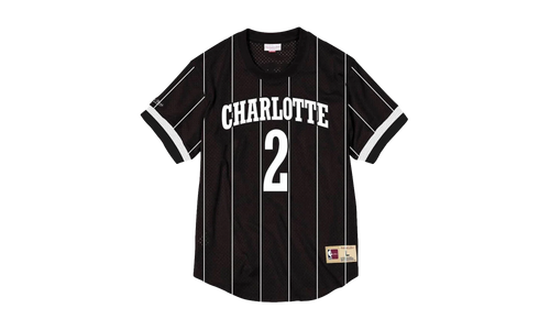 NBA Larry Johnson Name & Number Mesh Crewneck Shirt "Charlotte Hornets - Black" BA8X4G CHO K KVP