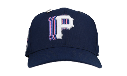 59FIFTY Pittsburgh Pirates Trippy Three Golden Decades Fitted Hat "Navy Metallic" NE356