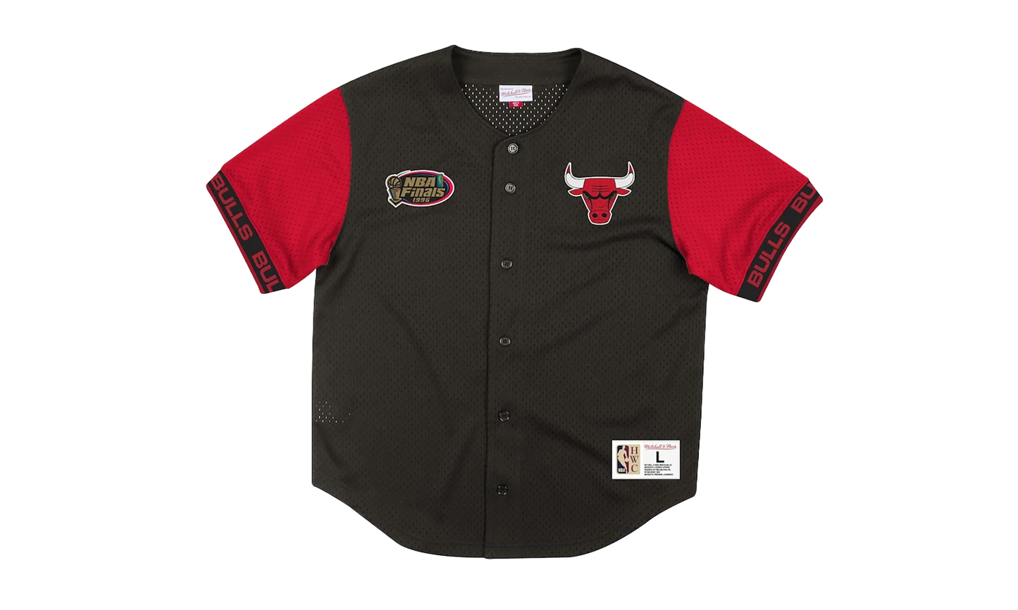 NBA Pure Shooter Mesh Button Front Shirt "Chicago Bulls - Black" MSBFAJ19017 CBUBLCK