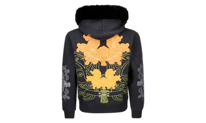 Faux Fur-Trimmed Embroidered Zip-Up "Black" BI0204900