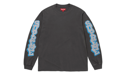 Cracked Sleeve Long Sleeves Top "SS26 - Washed Black" SU27435