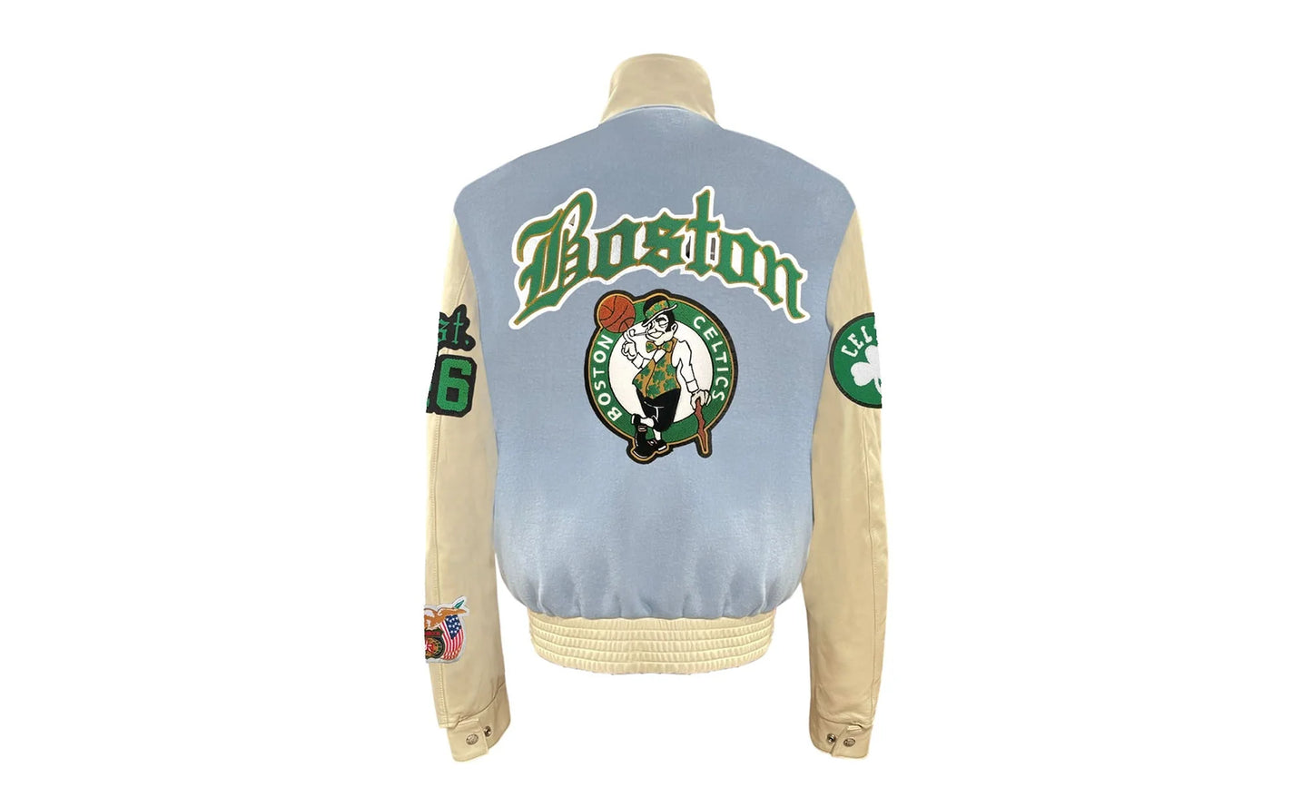 Boston Celtics Wool & Leather Old English Varsity Jacket "Blue" NBA BOS CEL 100