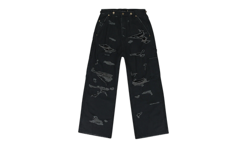 DISTRESSED PATCH WORK SWEATPANTS "Black" PGR XJNS 0001