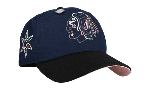 59FIFTY Chicago Black Hawks Fitted Hat "Navy / Black / Pink Brim" NE454