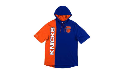 NBA Short Sleeve Split Hoodie "New York Knicks - Royal / Orange" HDSSAJ19008 NYKRYOR