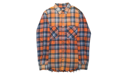 Faded Flannel Button Up Long Sleeve Shirt "Red Blue Plaid" MAFPFRB