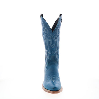Abilene Boots 9270 Womens Blue Leather Slip On Cowboy Western Boots