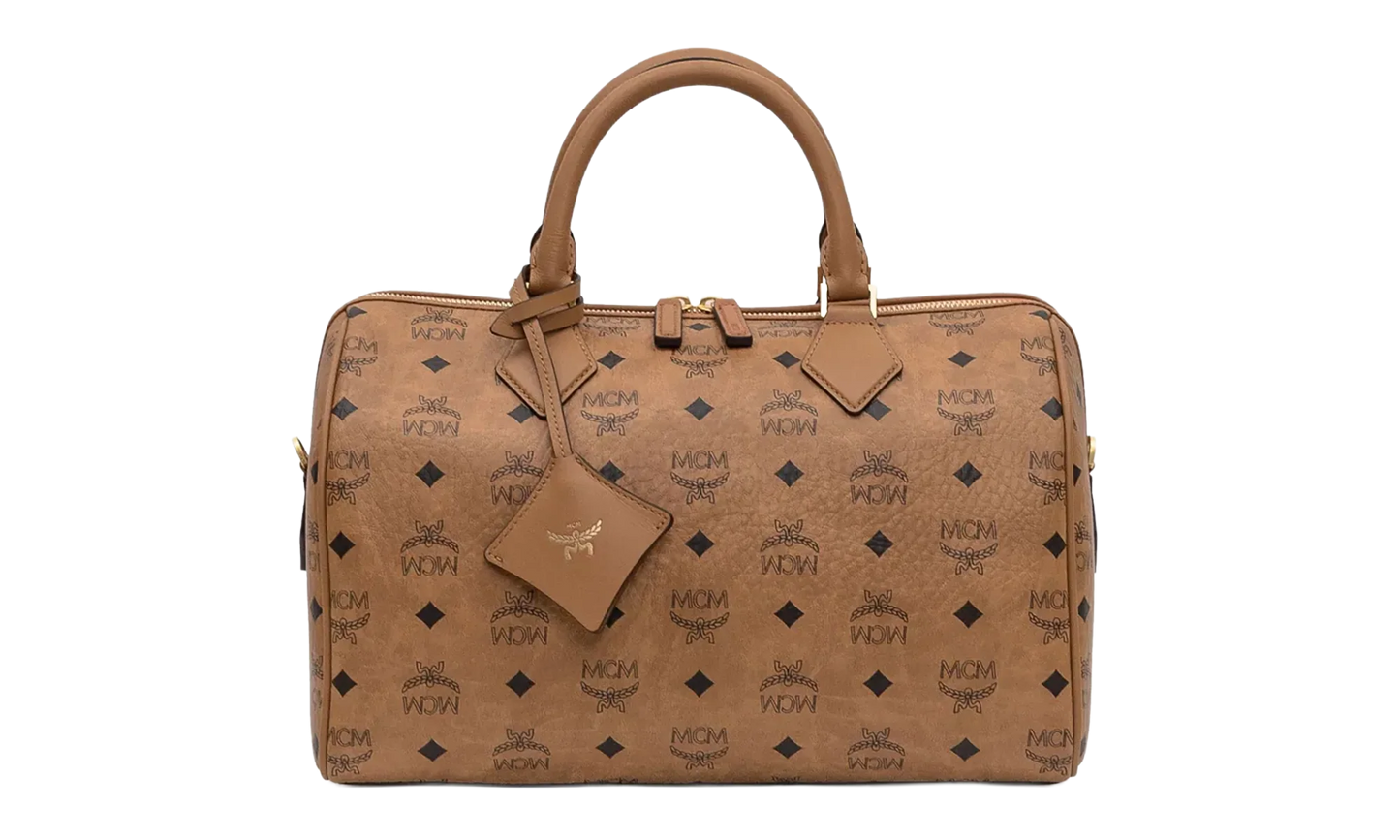 Medium Ella Boston Bag in Visetos "Cognac" MWBFAEA01CO001