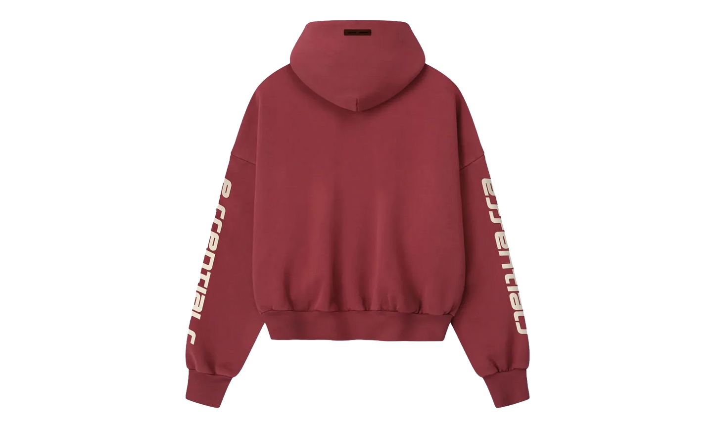 Cropped Relaxed Pullover Hoodie "Crimson" 192HO256901F