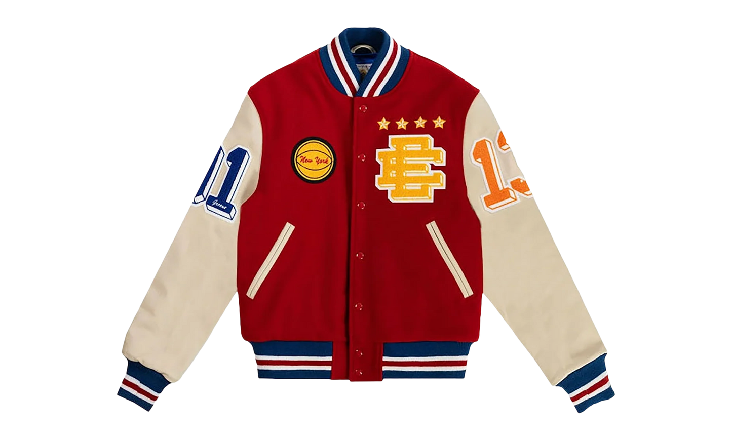 EE VARSITY LETTERMAN WOOL/LEATHER JACKET "Red/Yellow" EE828