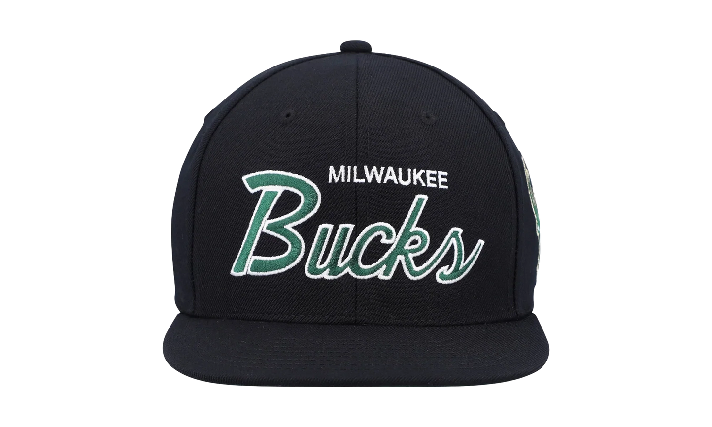 NBA Team Script 2.0 Snapback Cap "Milwaukee Bucks - Black" HHSS3280 MBUYYPPPBLCK