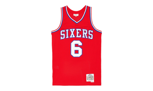 1982-83 Julius Erving Philidelphia 76ers Swingman Jersey "Red Multi" MN1982 83JEP76SJ