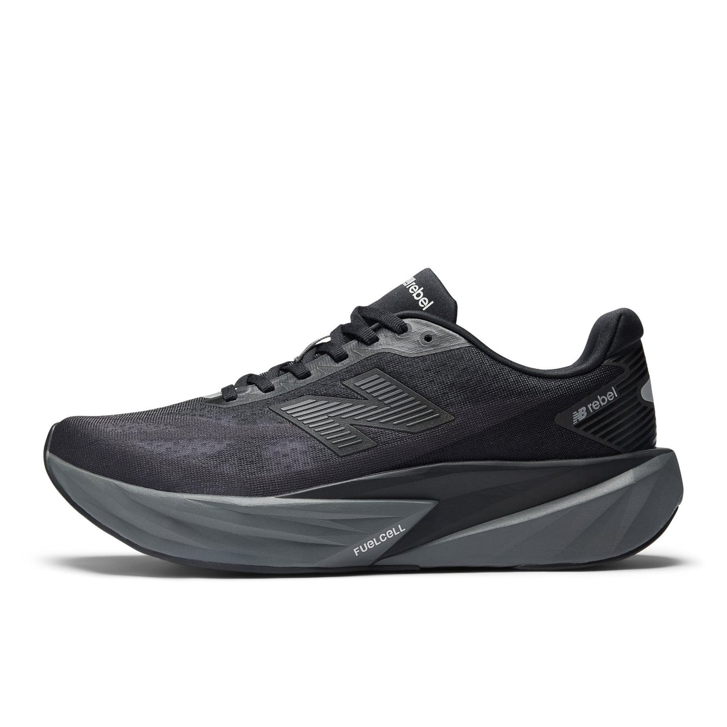 Men's FuelCell Rebel v5 in Black with Castlerock and Silver Metallic