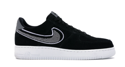 Force 1 Low 3D Chenille Swoosh Black Cool Grey