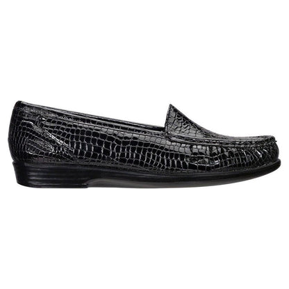 Women's Simplify Slip-On Loafer in Black Croc Wide