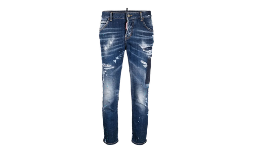 Dark Tiffany Spots Wash Cool Girl Cropped Jeans WMNS "Blue" S72LB0548S30342470
