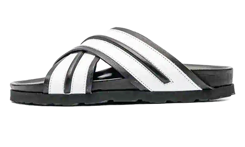 Criss-Cross Slip-On Sandals "Black/White" 231695M234013