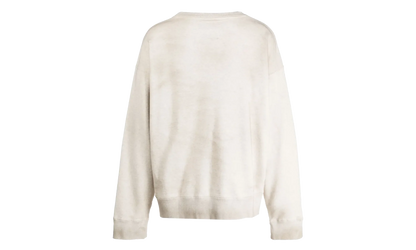 Distressed Teddy Bear Logo Crewneck Sweatshirt "Cream Multi" J10PO513 WHITE