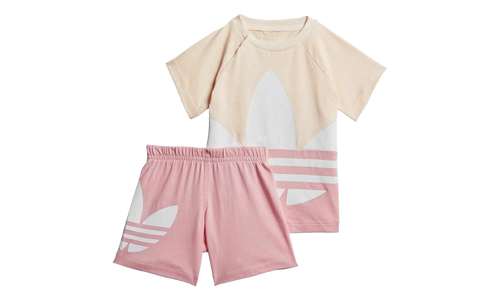 Large Trefoil Short Tee Set GS "Pink Tint / Light Pink / White" GD2651