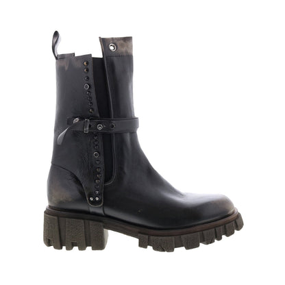 Hallsey A54202-101 Womens Black Leather Casual Dress Boots