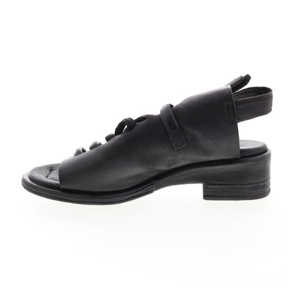 Simmy A70002-101 Womens Black Leather Hook & Loop Strap Heels Shoes