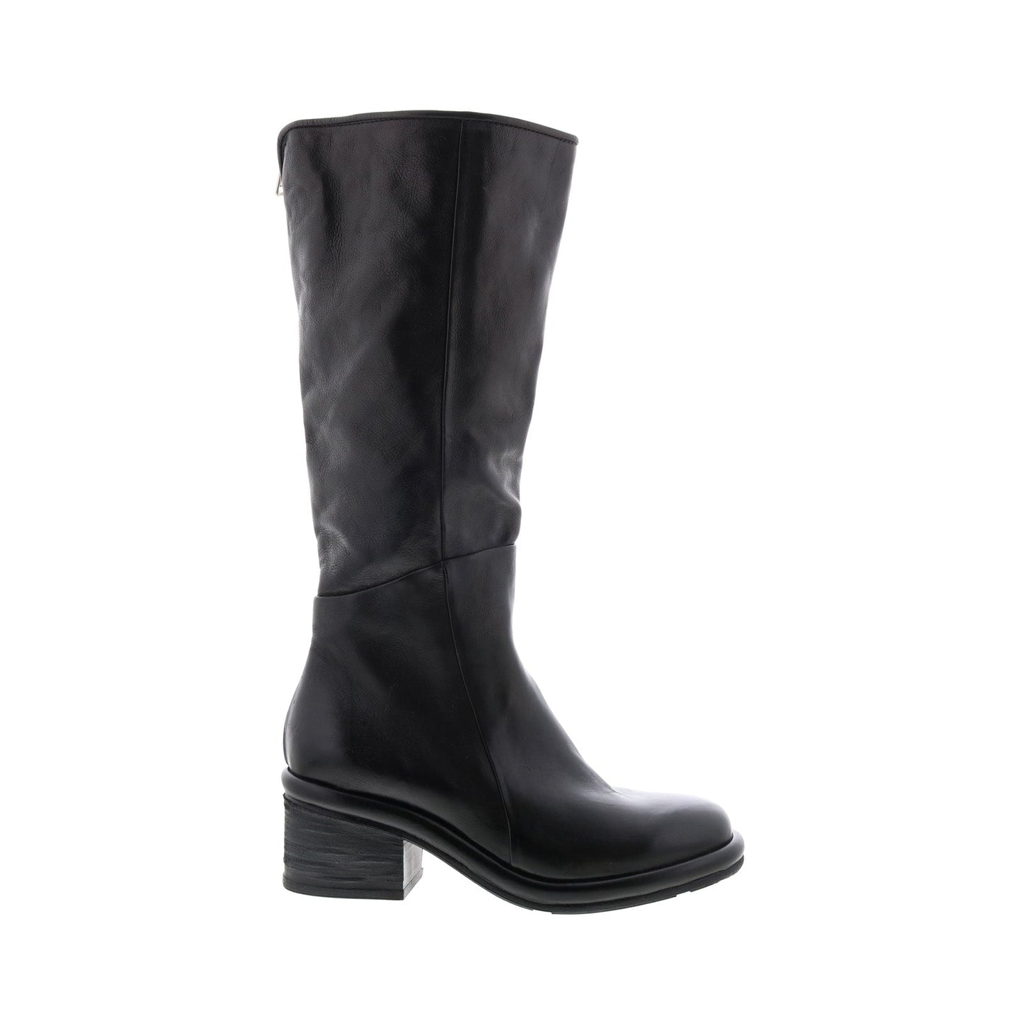 Lynton A95305-101 Womens Black Leather Zipper Knee High Boots