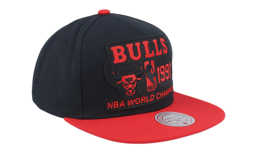 NBA Hardwood Classics 91 Champ Flipside Snapback Cap "Chicago Bulls - Black / Red" HS8714 CBUBKRD