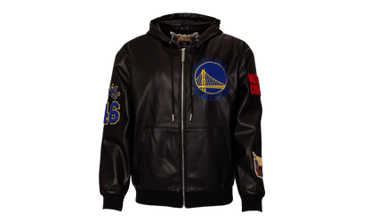 Lightweight Vegan Zip-Up Hooded Jacket "Golden State Warriors 1946" NBA 147BLKDE WAR