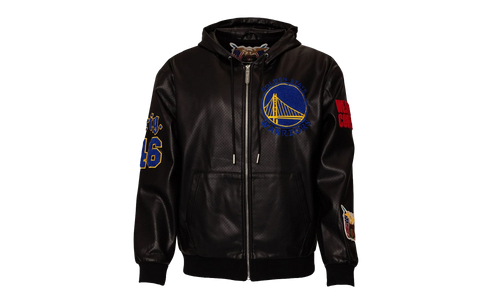 Lightweight Vegan Zip-Up Hooded Jacket "Golden State Warriors 1946" NBA 147BLKDE WAR