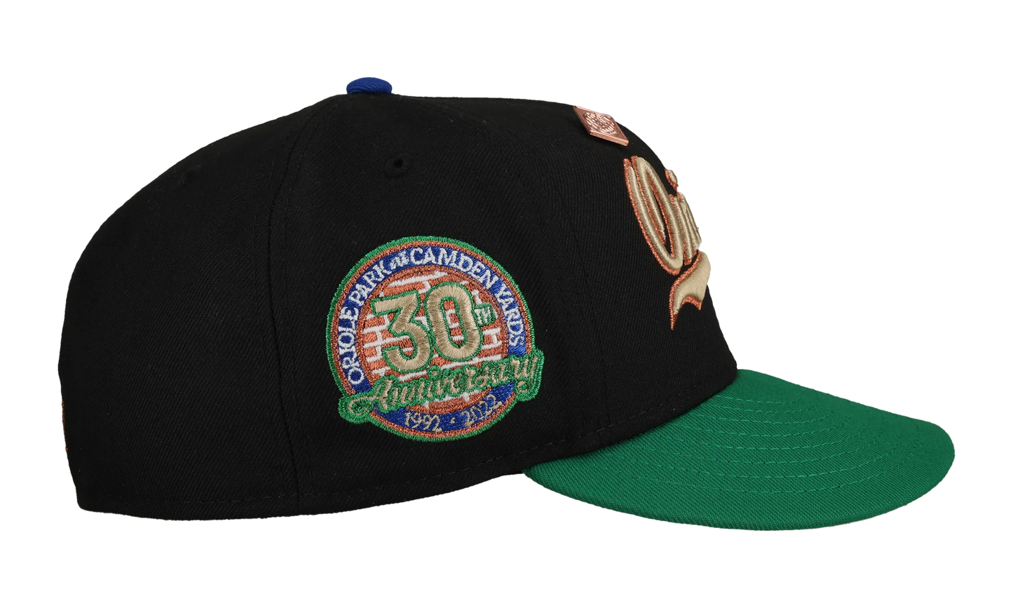 59FIFTY Baltimore Orioles 30th Anniversary Fitted Hat "Black / Green Metallic Script" NE430