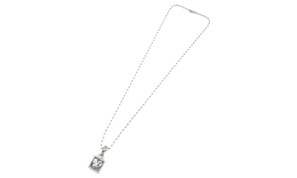 Autre Marque Heart Square Pendant & Necklace "Silver" CHRM0642