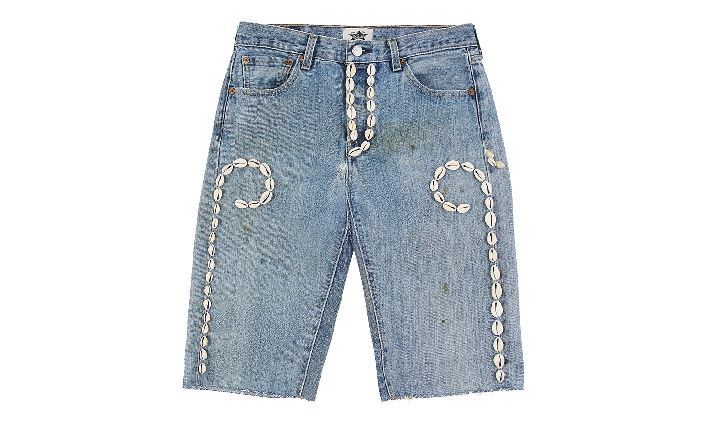 Cowrie Shell Denim Shorts "Medium Wash" BAR17