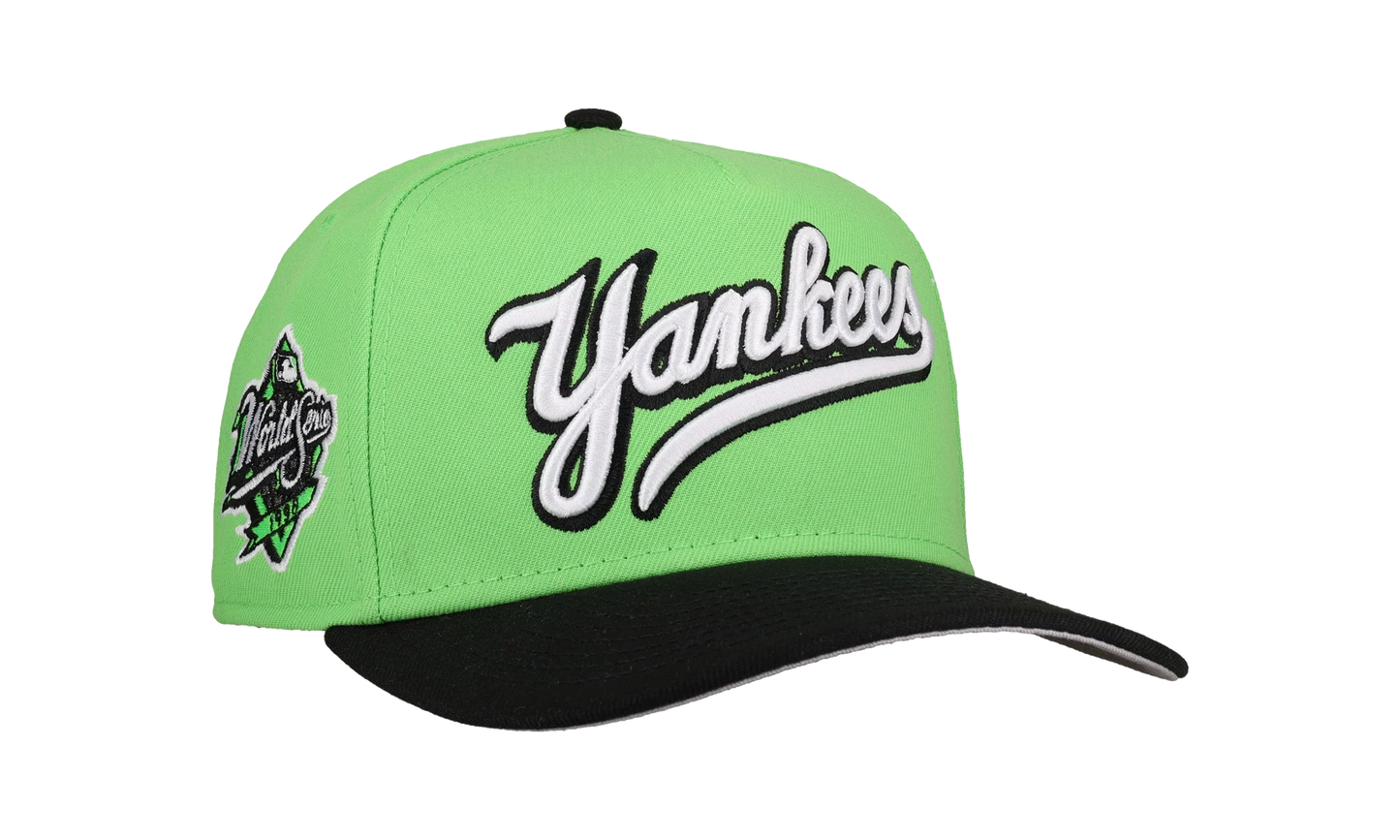 9FIFTY New York Yankees 1998 World Series Script A Frame Snapback Hat "Lime Green" NE242