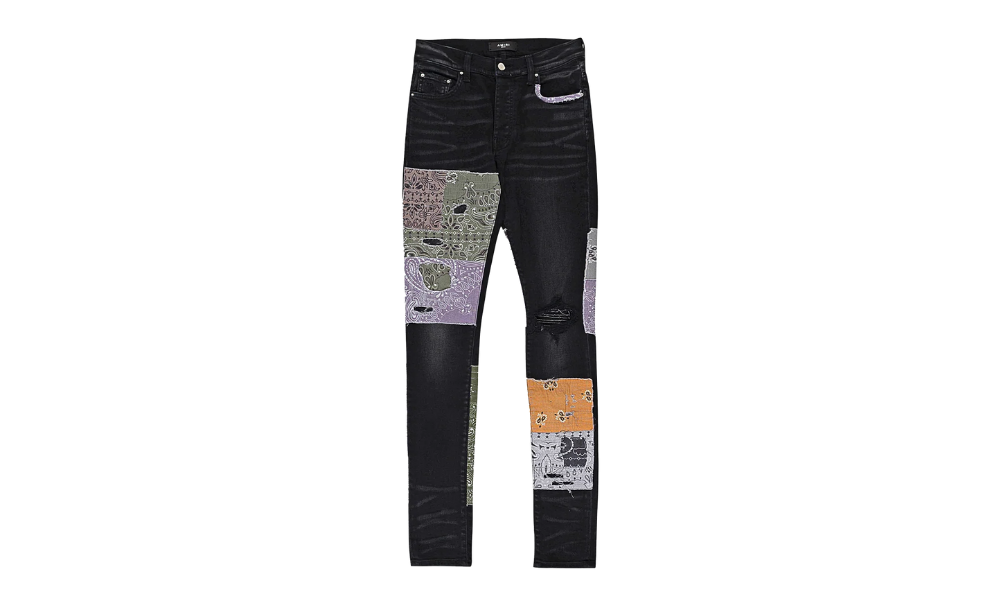 BANDANA ART PATCH JEAN "Aged Black" PF22MDS021