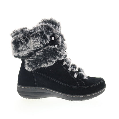 Aetrex Fiona BB270 Womens Black Suede Lace Up Casual Dress Boots