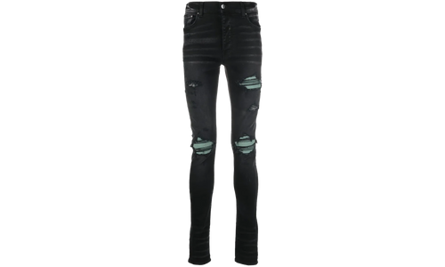 MX1 Green Ultra Suede Repair Jeans "Aged Black" SS22MDS007 023