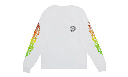 Floral Sleeve Gradient Long-Sleeve T-Shirt "White" CHRM1142