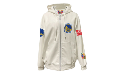 Lightweight Vegan Zip-Up Hooded Jacket "Golden State Warriors" NBA 147WHT WAR