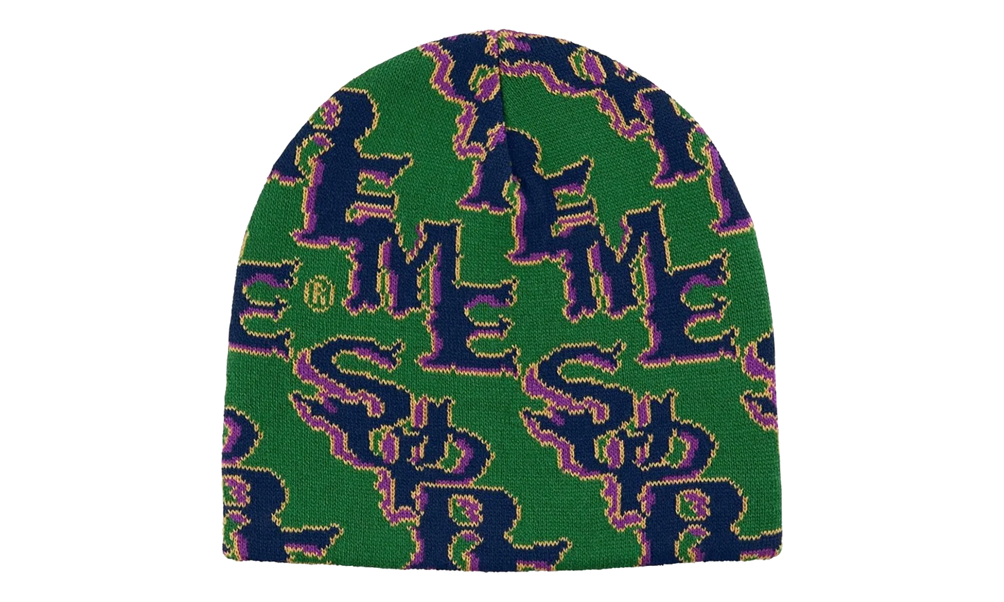 Slanted Gothic Outline Beanie "SS26 - Green" SU27274