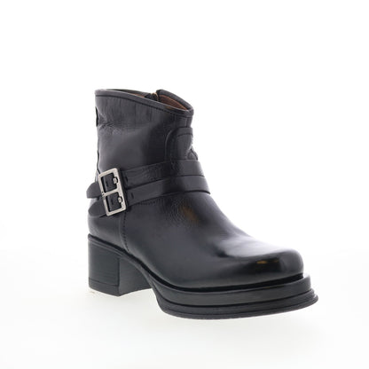 Cal Womens Black Leather Zipper Ankle & Booties Boots