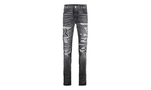 Embroidered Staggered Logo Jeans "Storm Grey Black White" AW23MDS008 516
