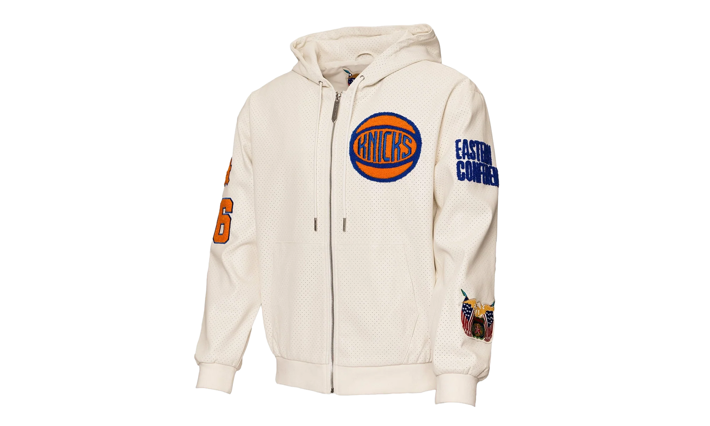 Lightweight Vegan Zip-Up Hooded Jacket "New York Knicks 1946" NBA 147WHTDE KNI