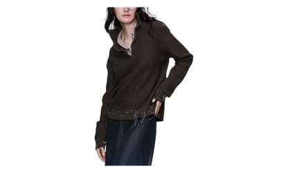 Wool Quarter-Zip Sweater WMNS "Brown" S51HL0040M13227143F
