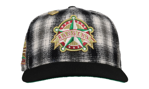 59FIFTY Texas Rangers "Holiday Plaid" 2020 Inaugural Fitted Hat "Metallic - Black Plaid" 123451298058