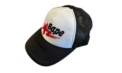 A Bathing Ape 'Star' Trucker "Black / Red" RA 1018