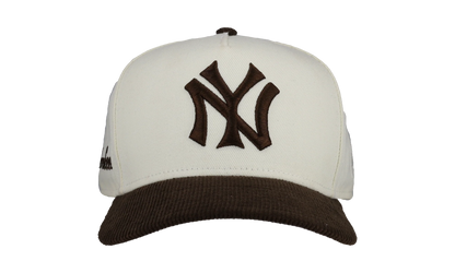 9FIFTY New York Yankees A Frame Snapback Hat "Off White / Walnut - Corduroy Visor" NE341