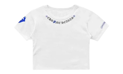 ROLLING STONES BLUE NECK LOGO CROPPED Tee "White" CHRM0782