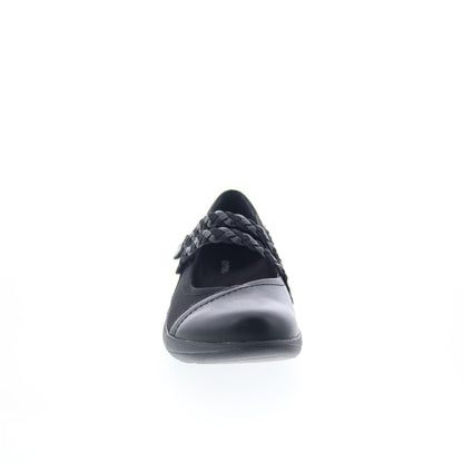 Aetrex Annie DM450 Womens Black Wide Leather Strap Mary Jane Flats Shoes