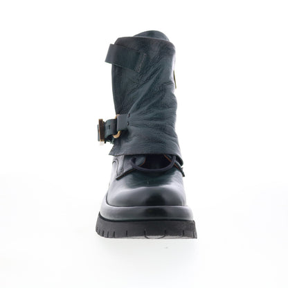Drakie Womens Green Leather Zipper Casual Dress Boots