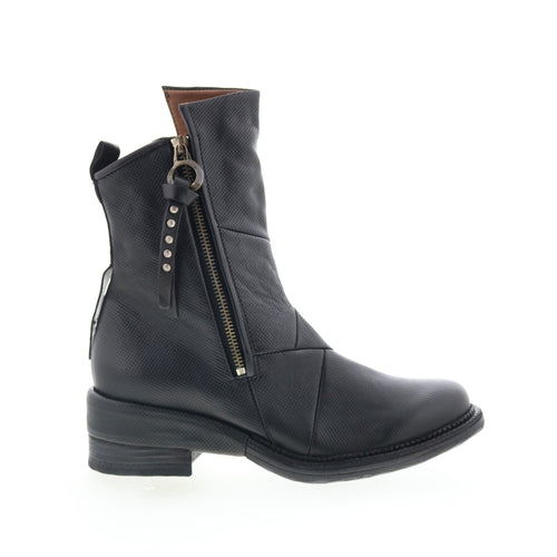Stratford Womens Black Leather Zipper Casual Dress Boots